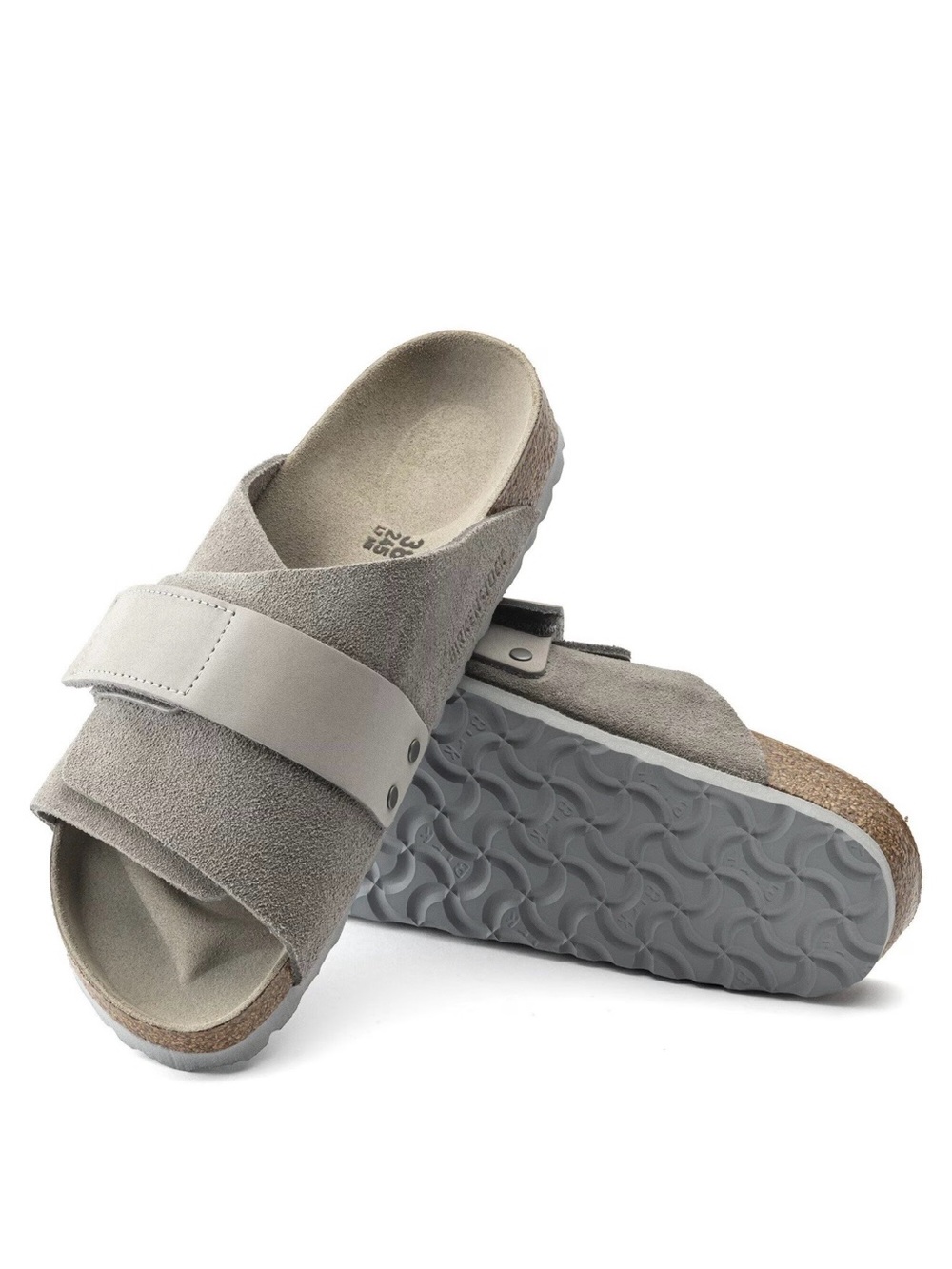 Birkenstock Men's Grey Suede Adjustable Slide Sandals